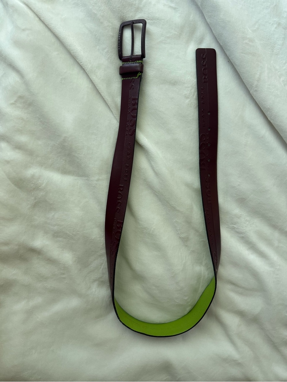 Hugo Boss Reversible Burgundy Leather Belt with Lime Green Inner